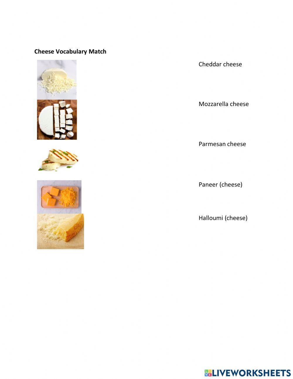 Cheese, Bread, Pantry Vocab Match