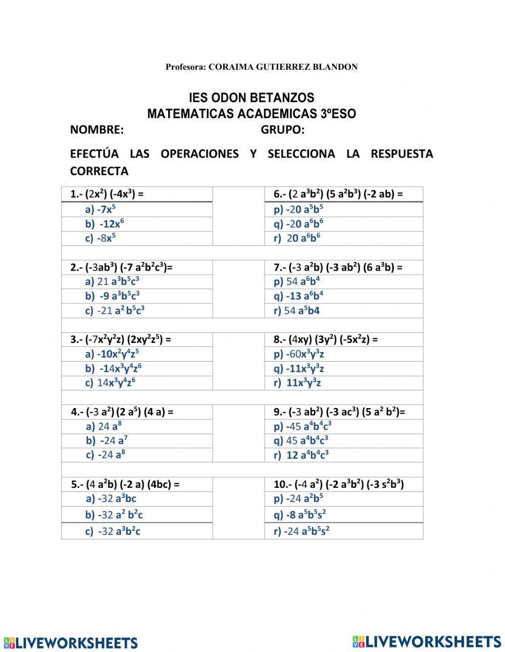 Producto de polinomios