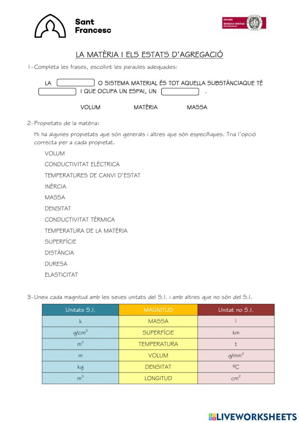 La matèria i els estats d'agregació