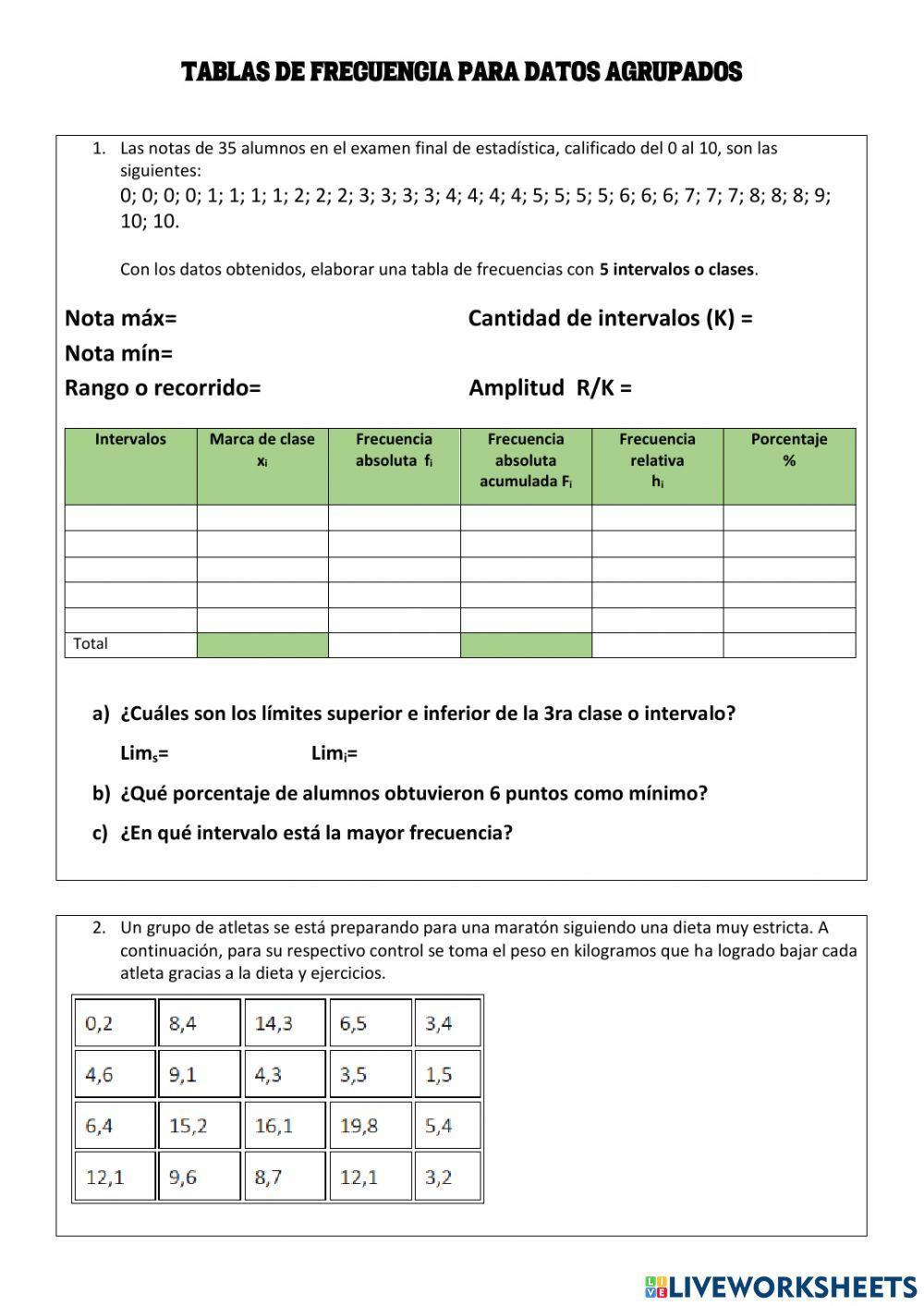 Tablas de Frecuencias