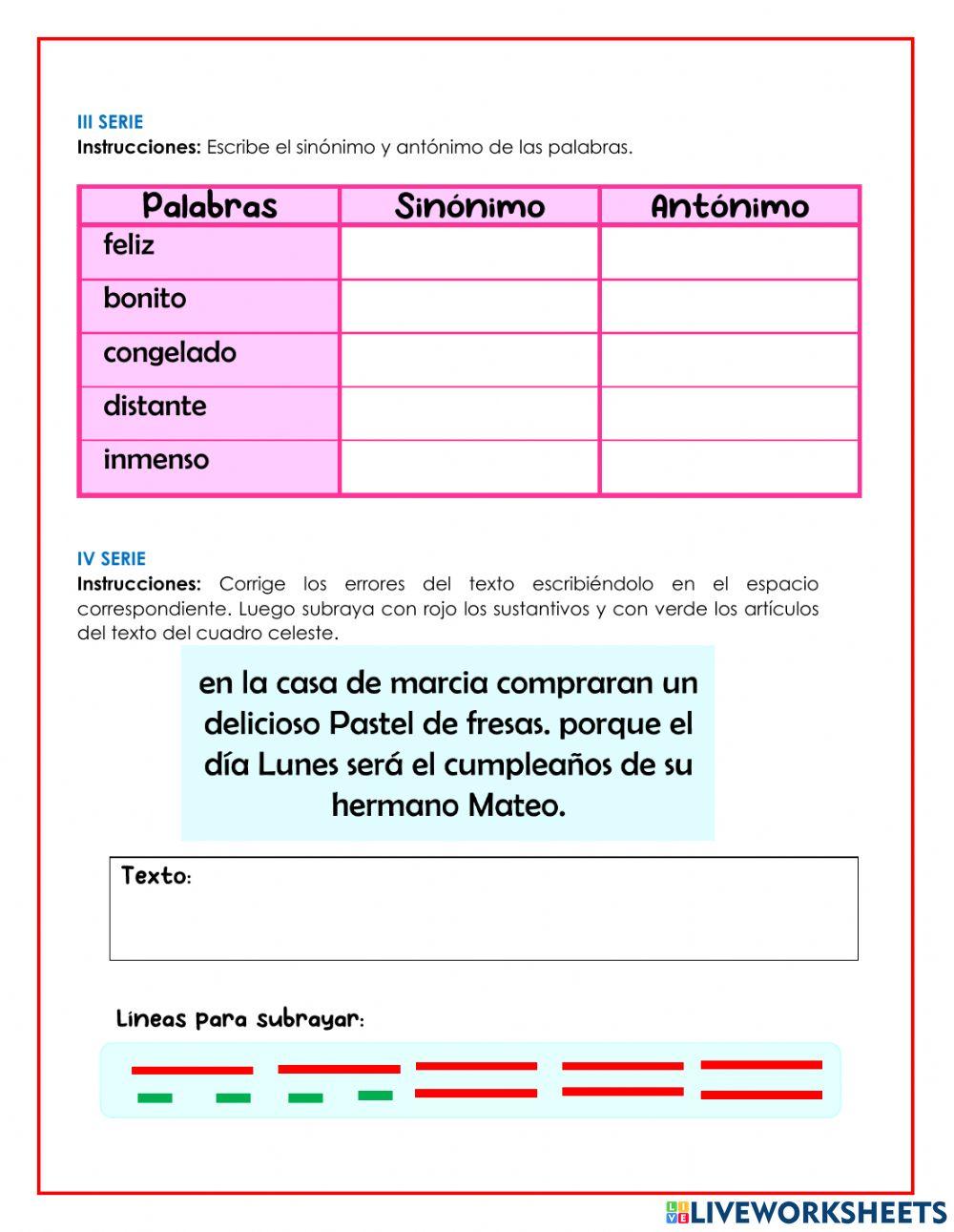 Bloque I: Evaluación de Lenguaje