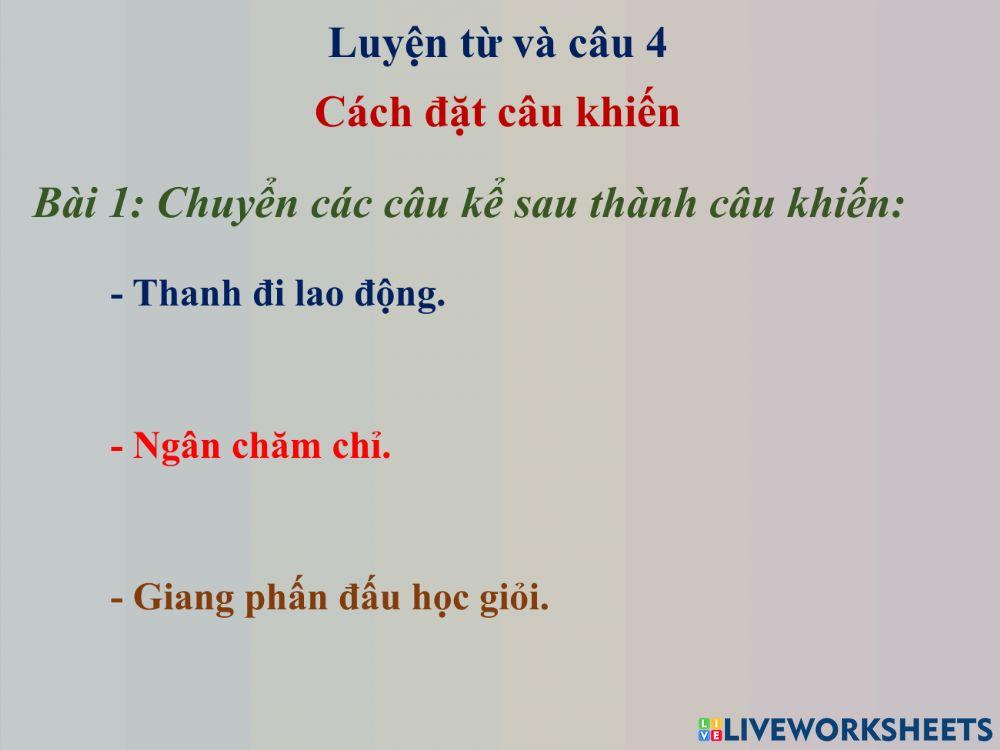 Cách đặt câu khiến