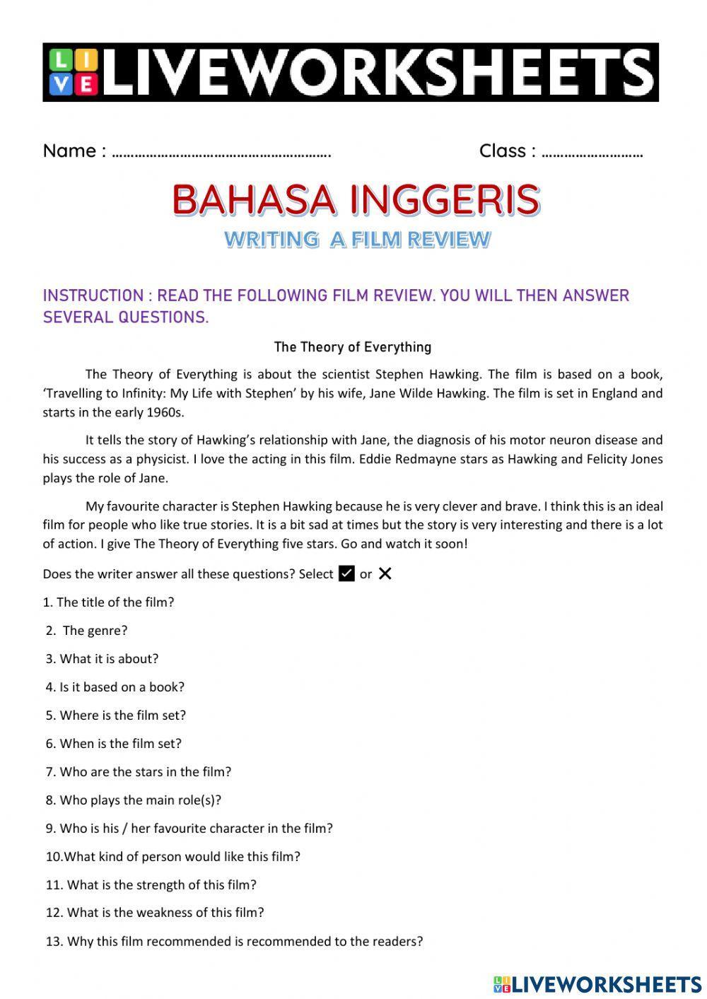 Writing a film review