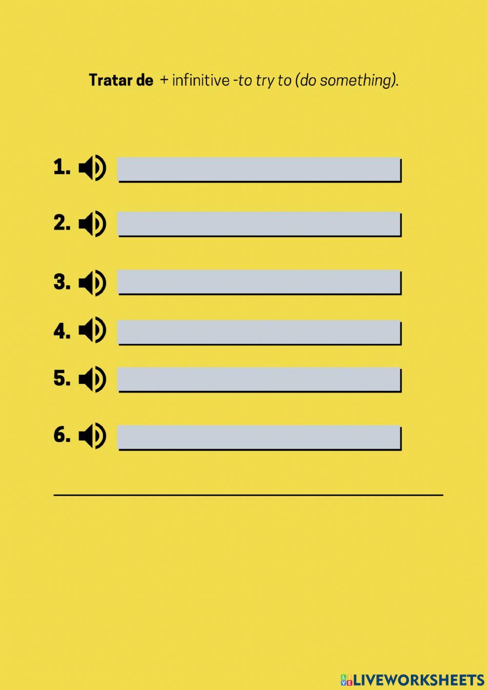 Spanish Idioms (-acabar de, -dejar de, -tener que, -tratar de, -volver a)