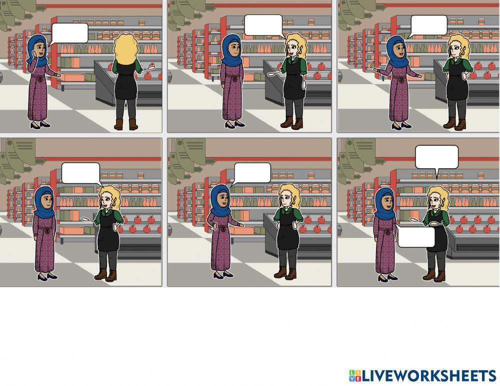 Asking for help in the grocery store listening activity