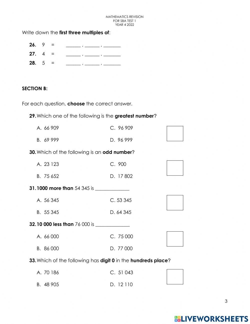 4271421 revision mathematics year 4 for sba test 