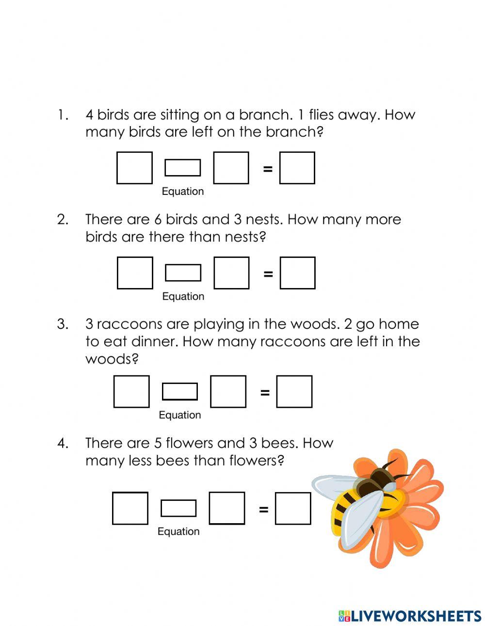 Word Problems add and subtract