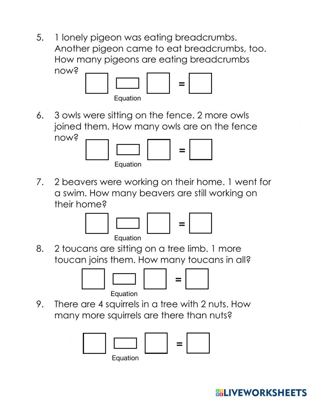 Word Problems add and subtract