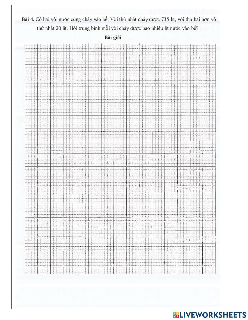 Toán 4 - Tuần 31 Bài tập