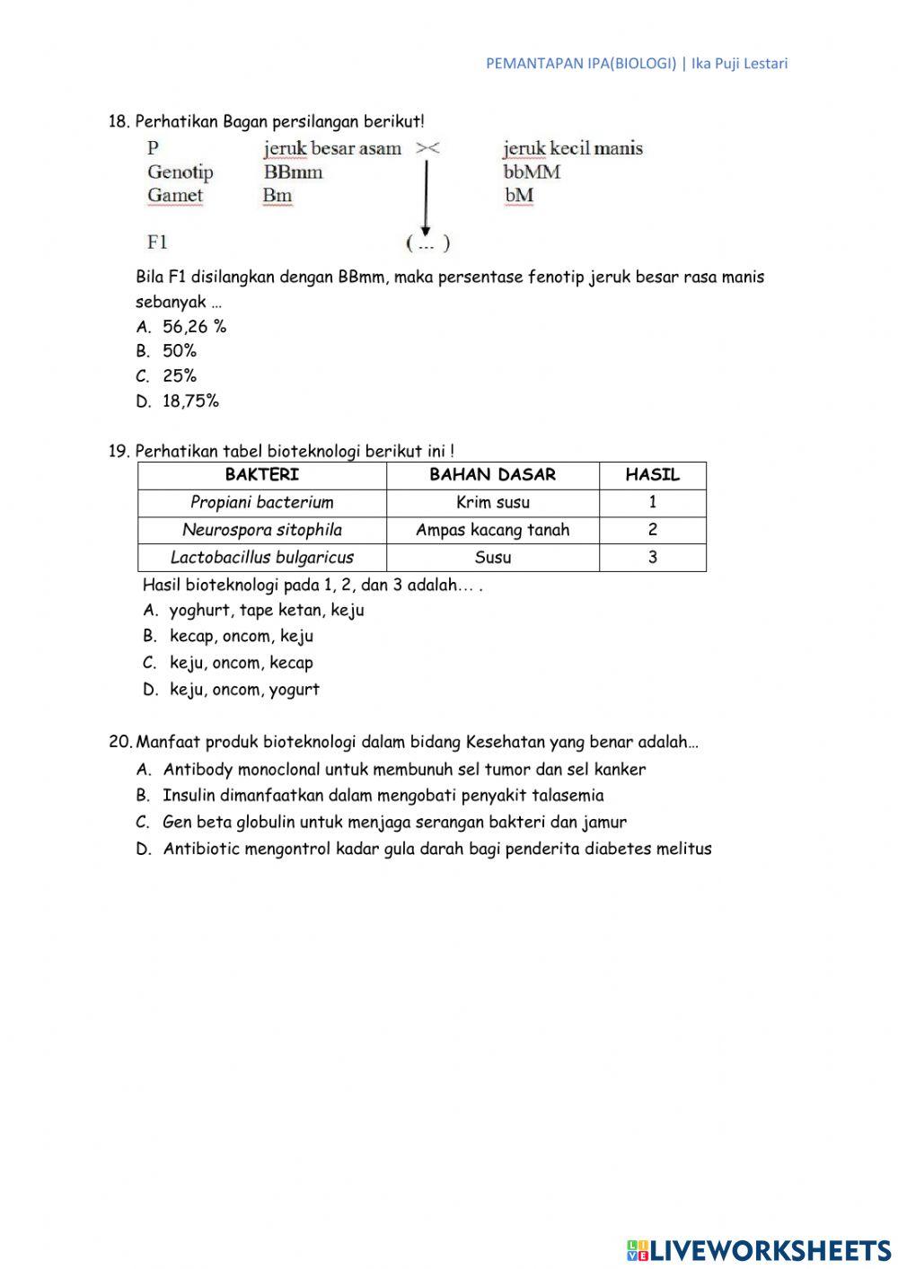 Pemantapan IPA BIologi