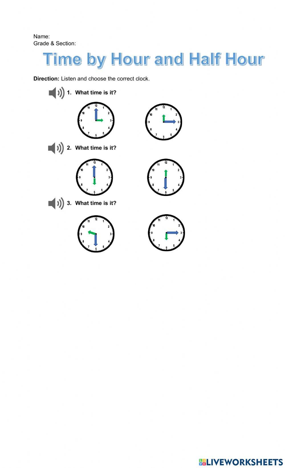 Time by hour and half