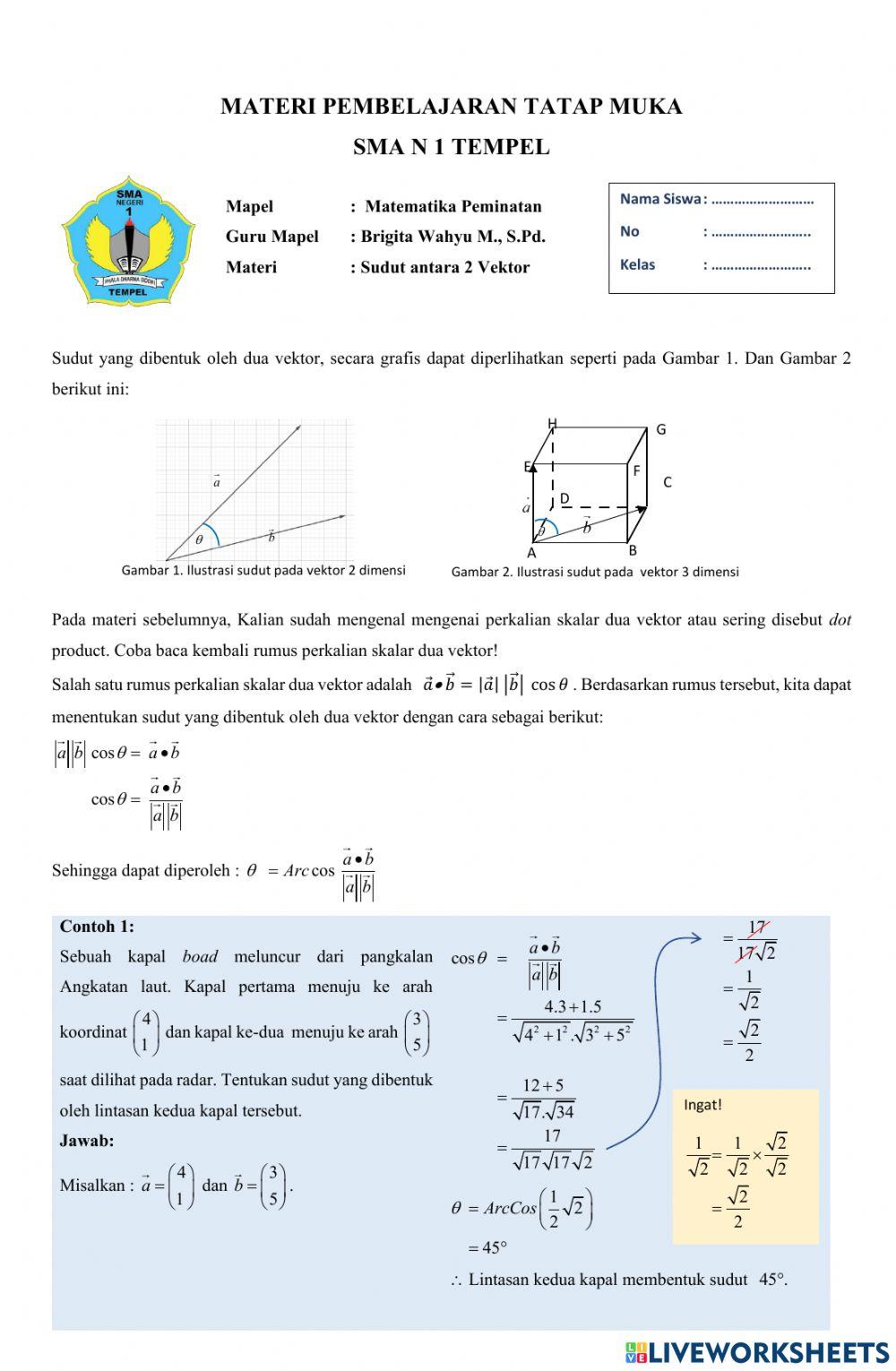 Sudut Antara Dua Vektor