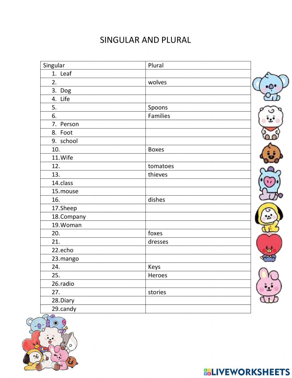 Singular and plural nouns