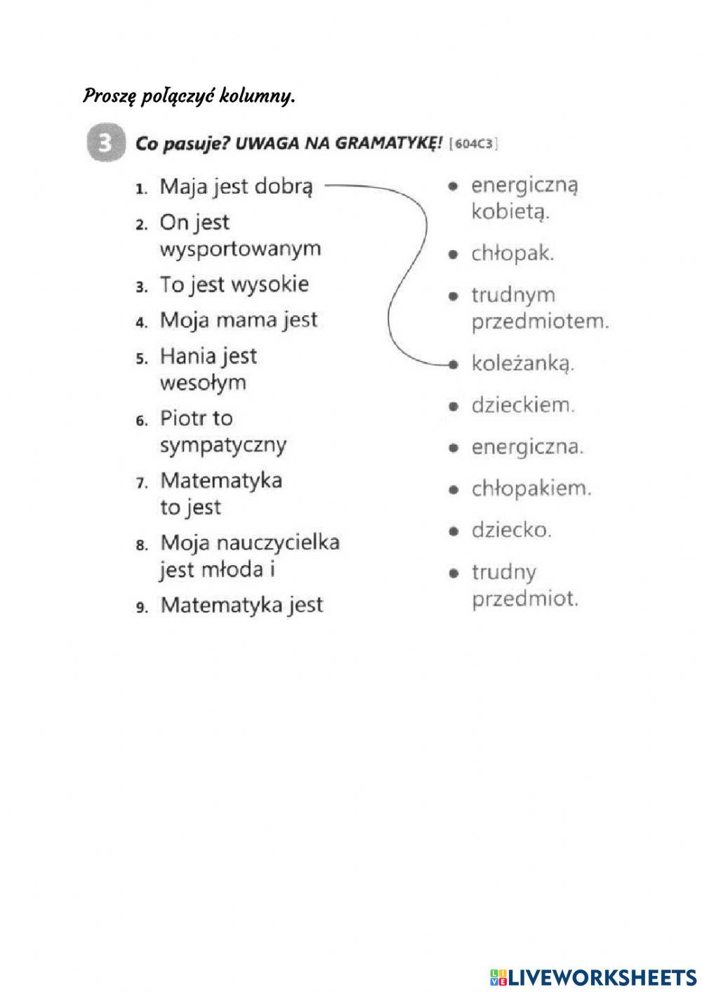 Co pasuje? Uwaga na gramatykę.