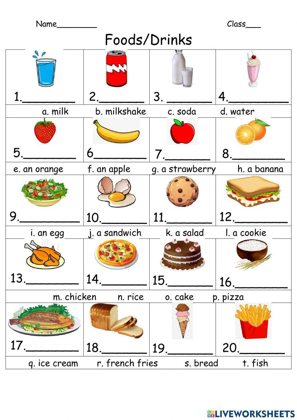 1951603 Foods And Drinks Ilapoint LiveWorksheets 1951603-foods-and-drinks-ilapoint-liveworksheets
