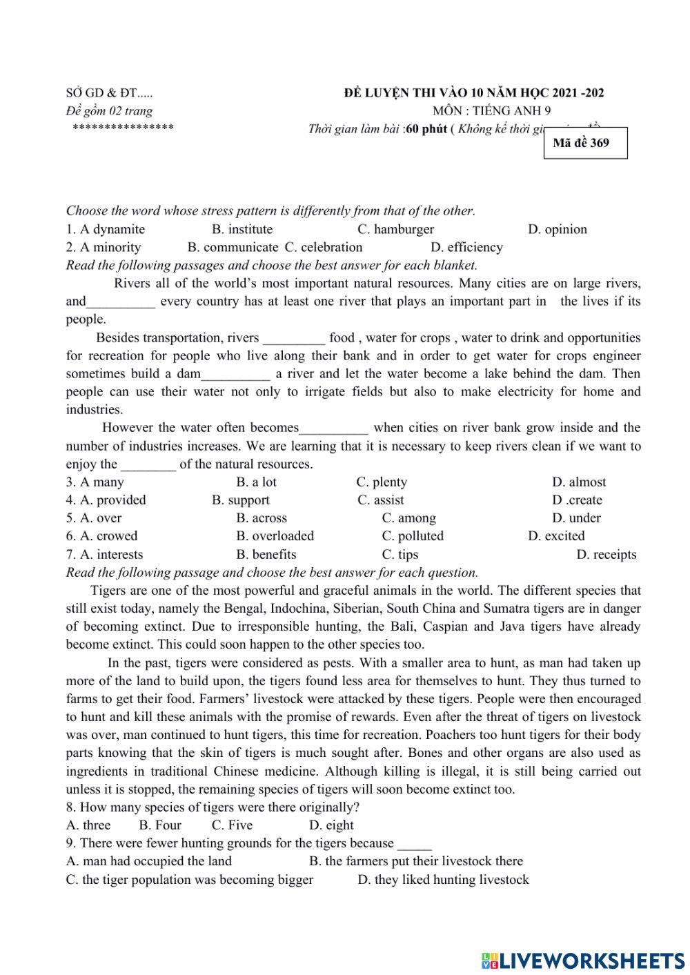 Tuyen sinh 10 test 1