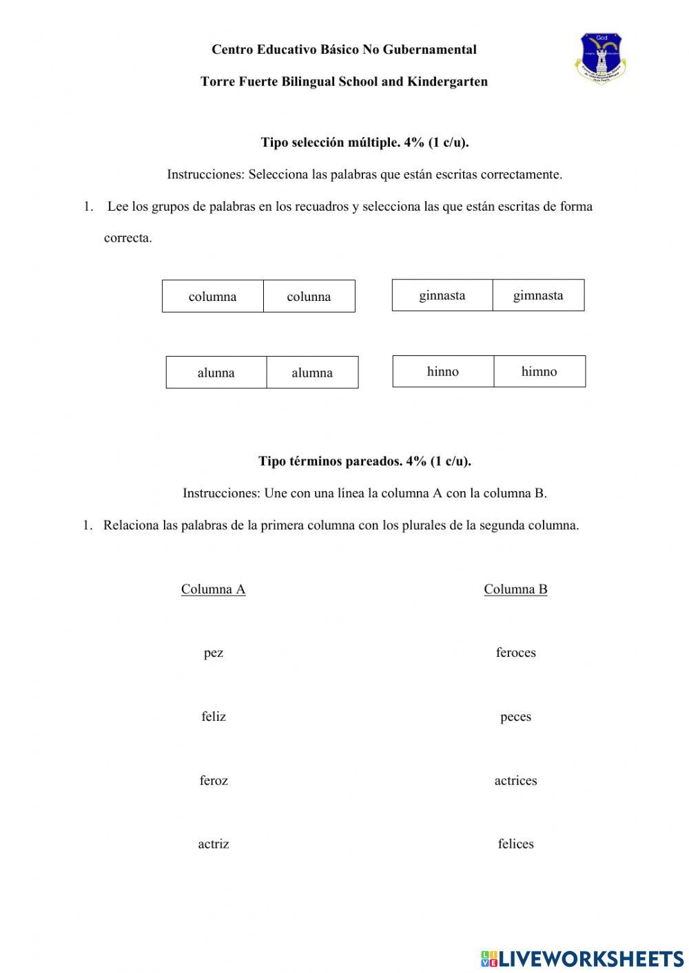 Examen de Ortografía 2°
