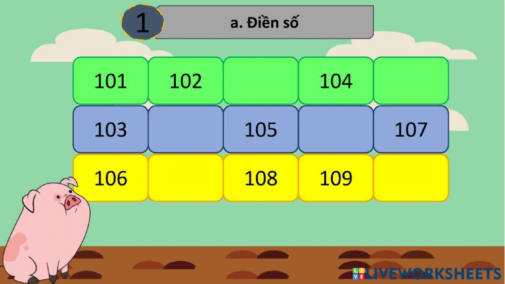 Các số từ 101 đến 110