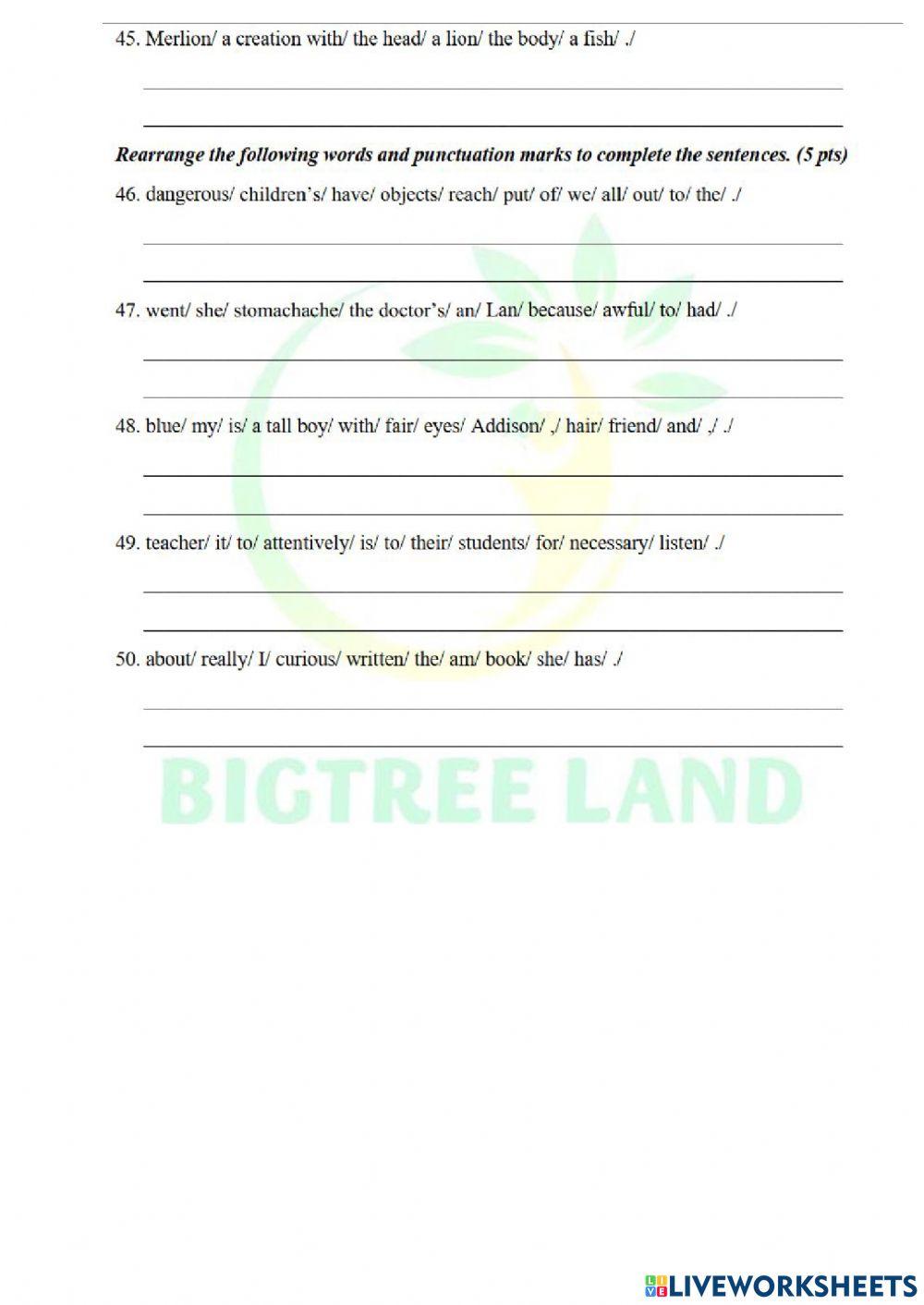 Đề Anh đầu năm 6 LTV vào Chuyên