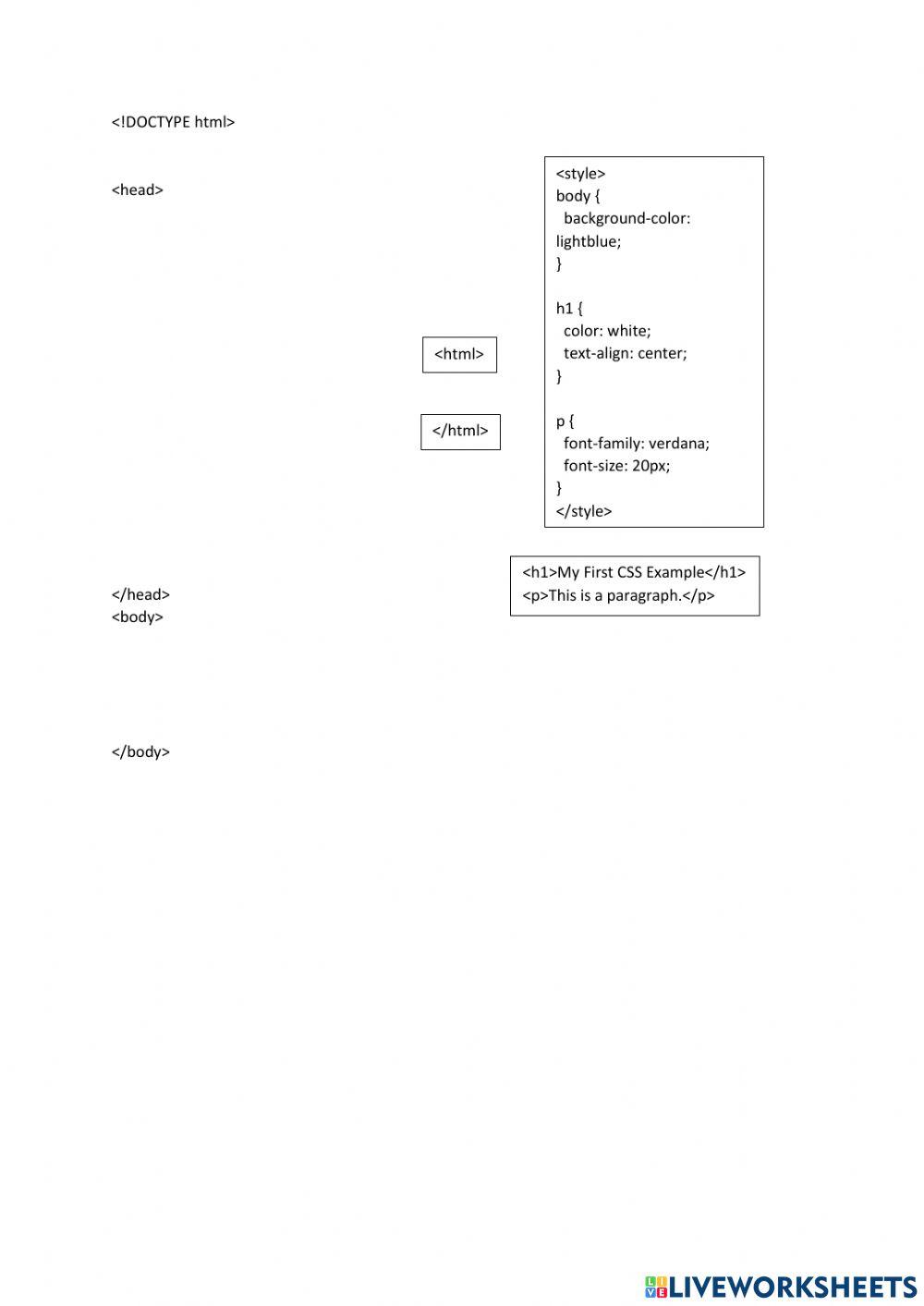 1952032 | Html & css | shazida73 | LiveWorksheets image.
