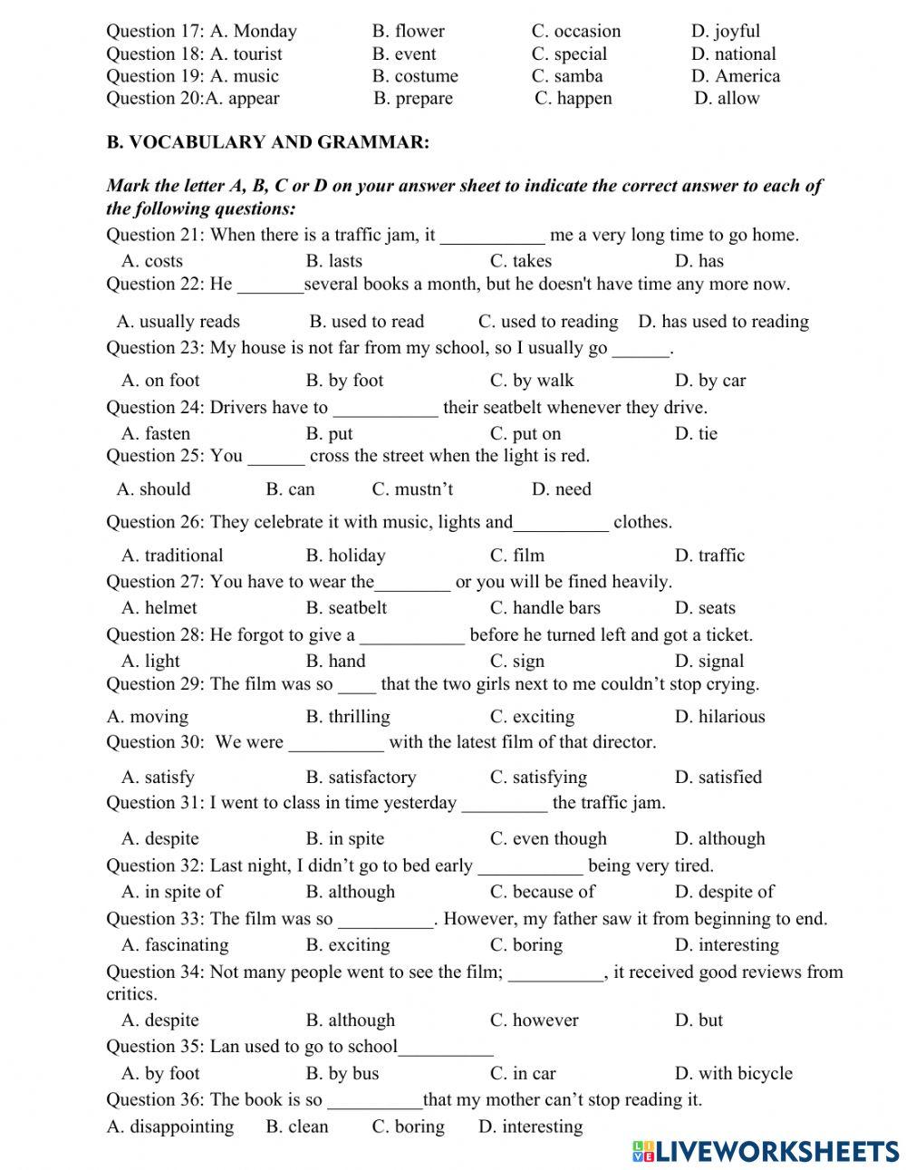 Mid-second term revision