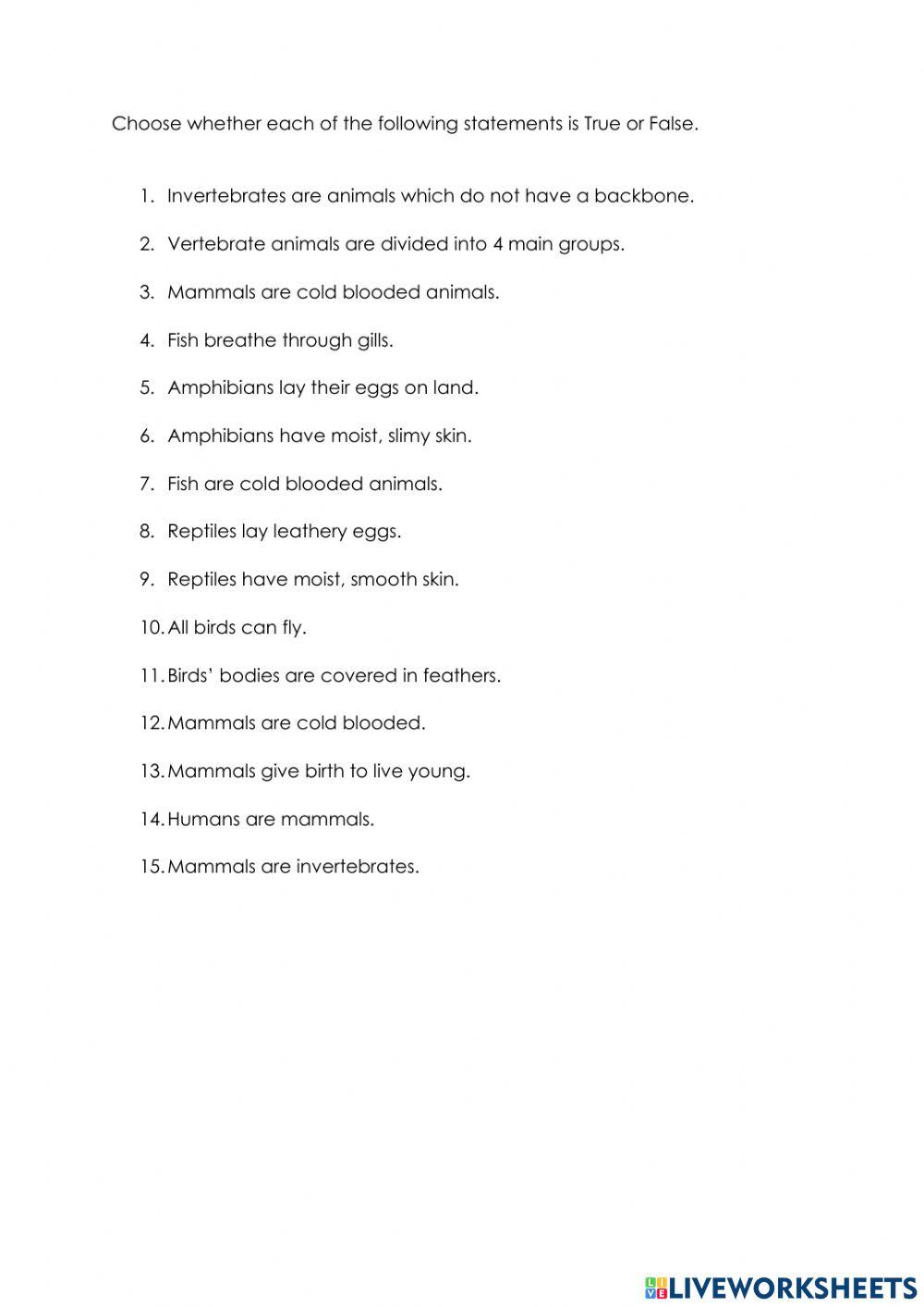 Invertebrates and Vertebrates