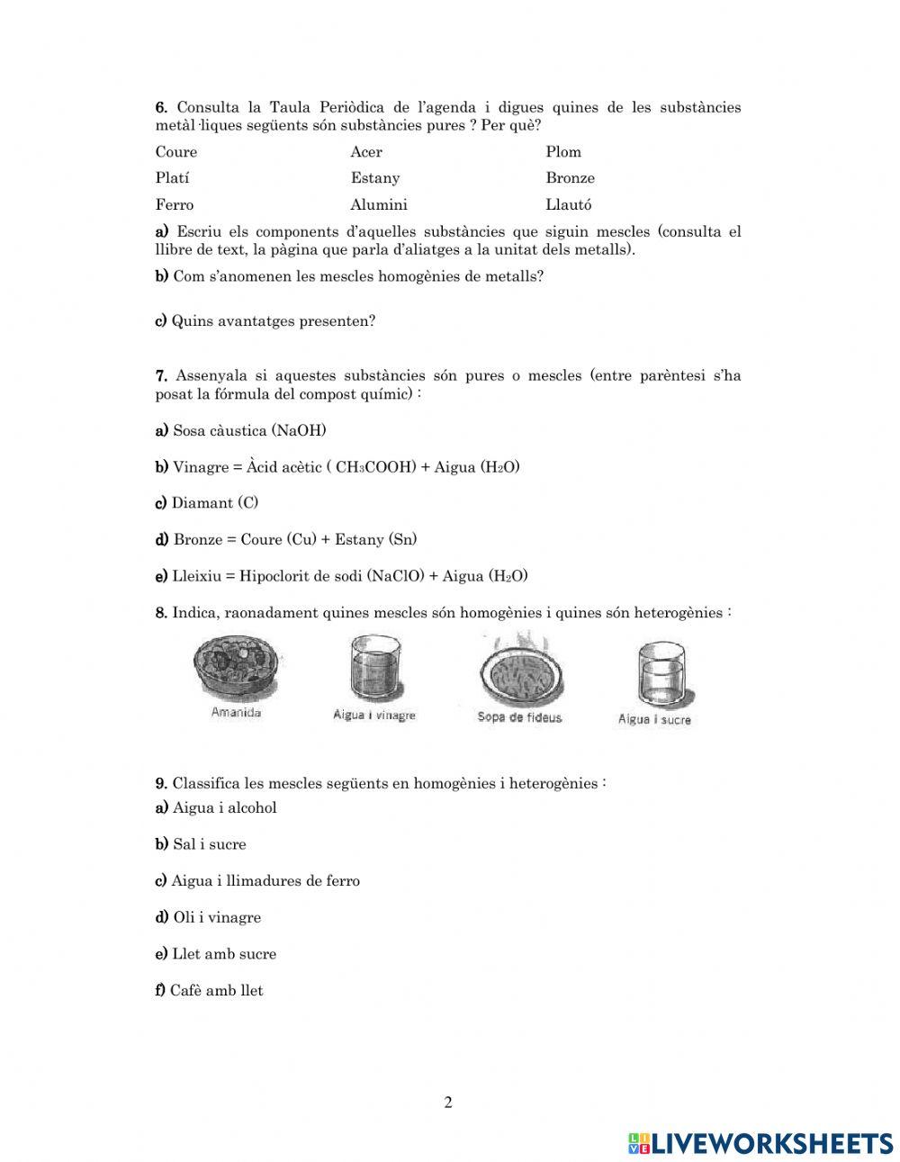 Substàncies pures i mescles