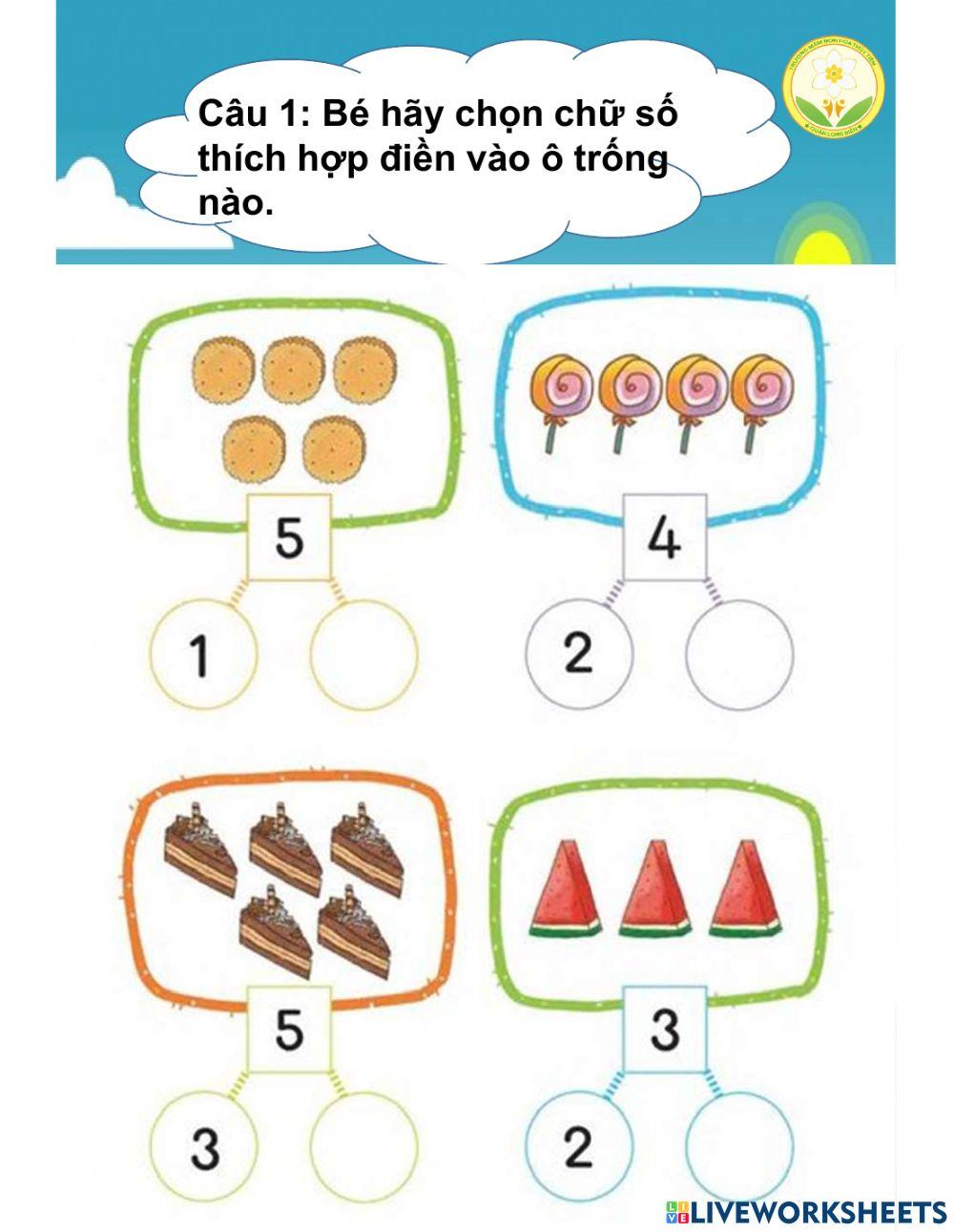 BT Toán: Ôn tách, gộp trong pv 5