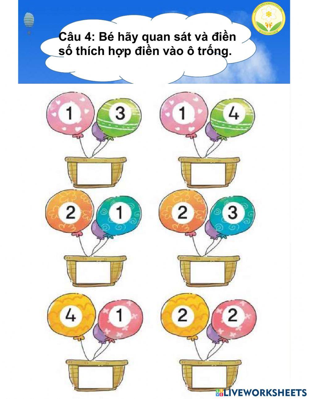 BT Toán: Ôn tách, gộp trong pv 5