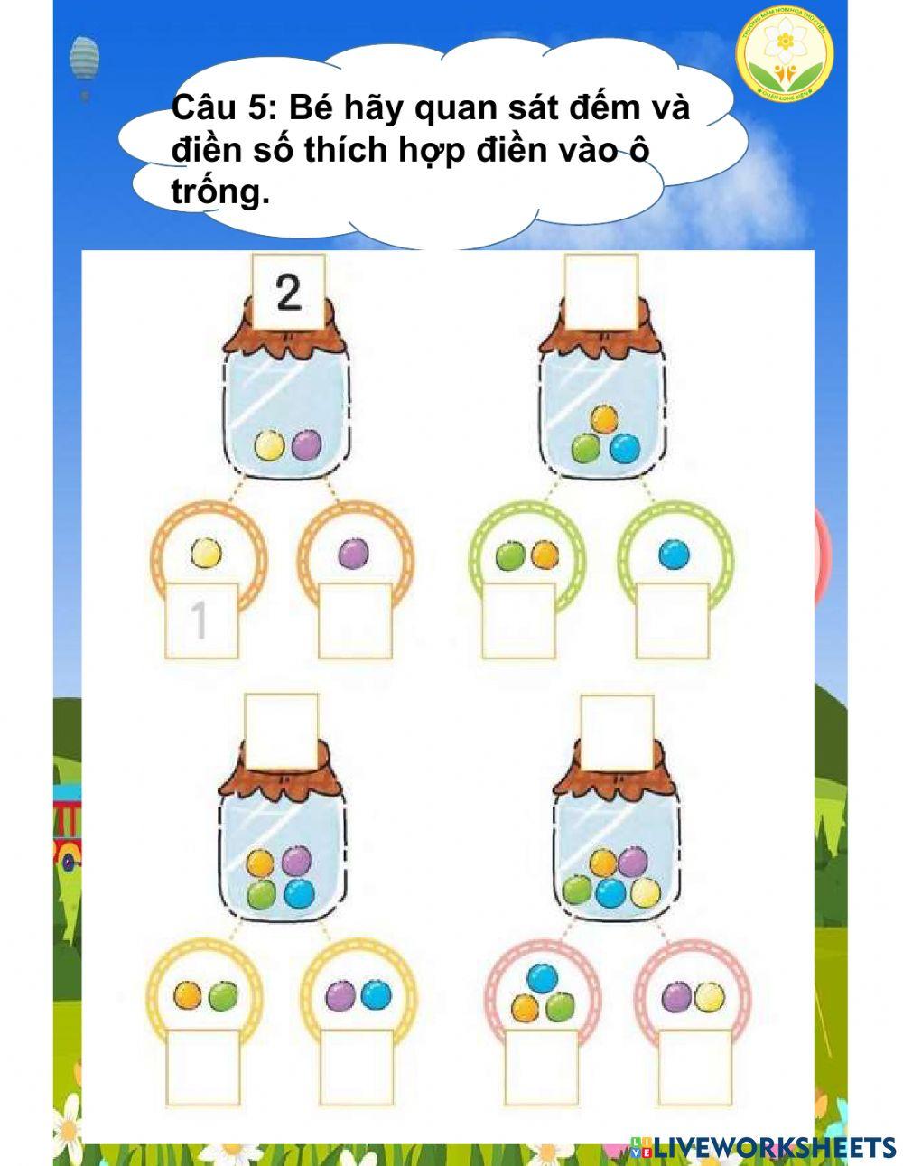 BT Toán: Ôn tách, gộp trong pv 5