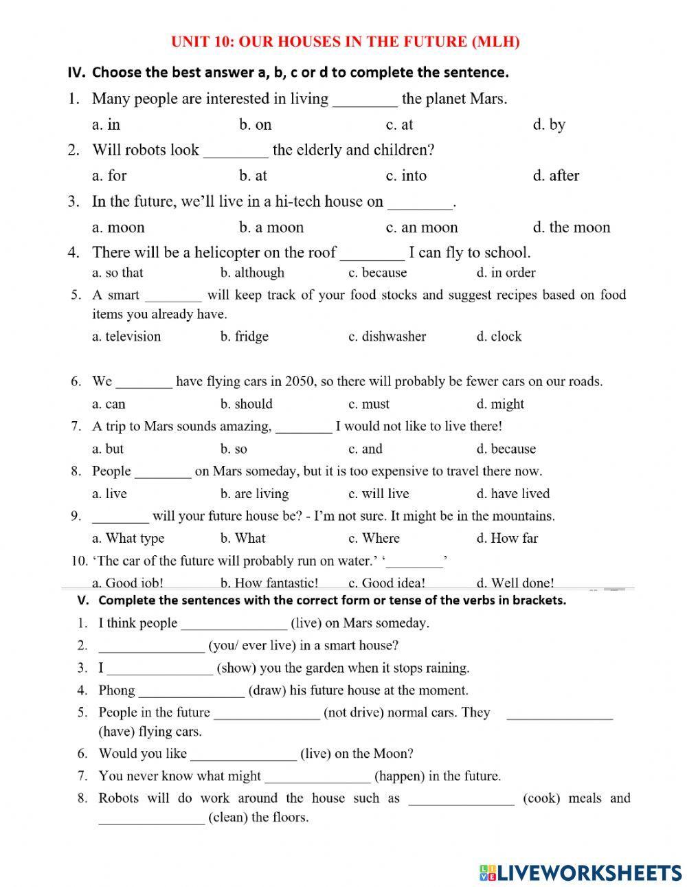 Grade 6 Unit 10 Our houses in the future