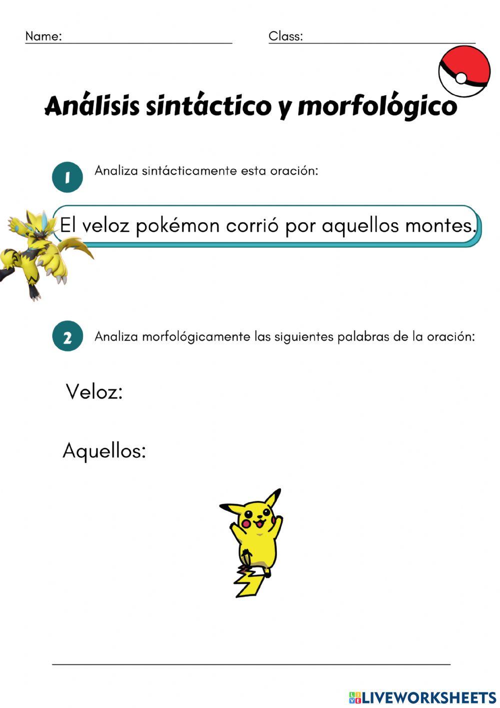 Análisis sintáctico y morfológico 4º (POKÉMON)