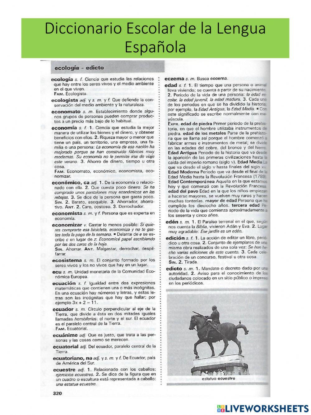 Localiza las palabras en el diccionario