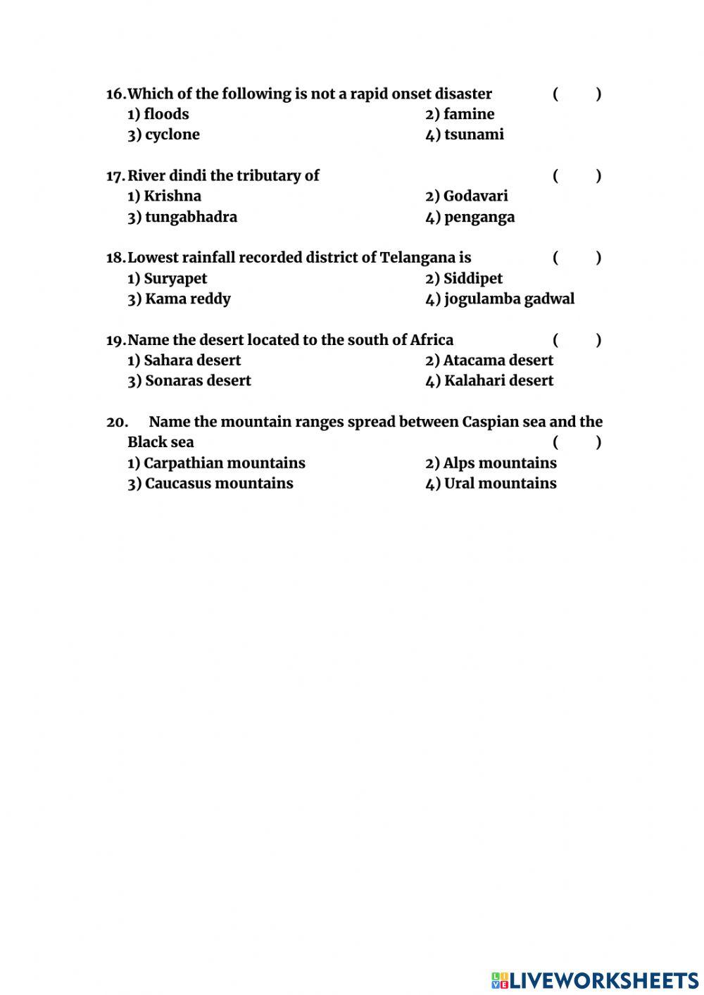 GEOGRAPHY NMMS Previous Paper 1