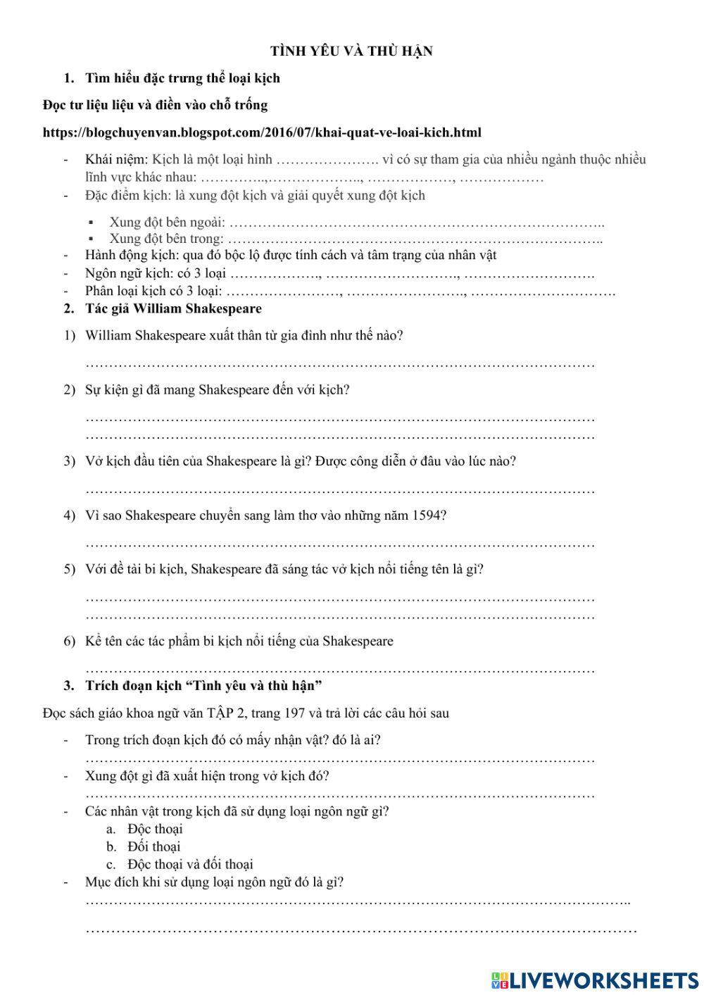 Tình yêu và thù hận section 1