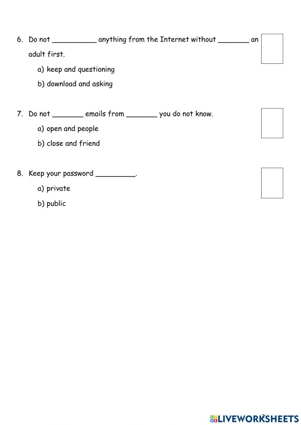 Revision - year 3 internet