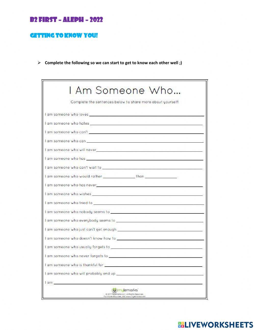 B2 First - Aleph - 1st Class Activity