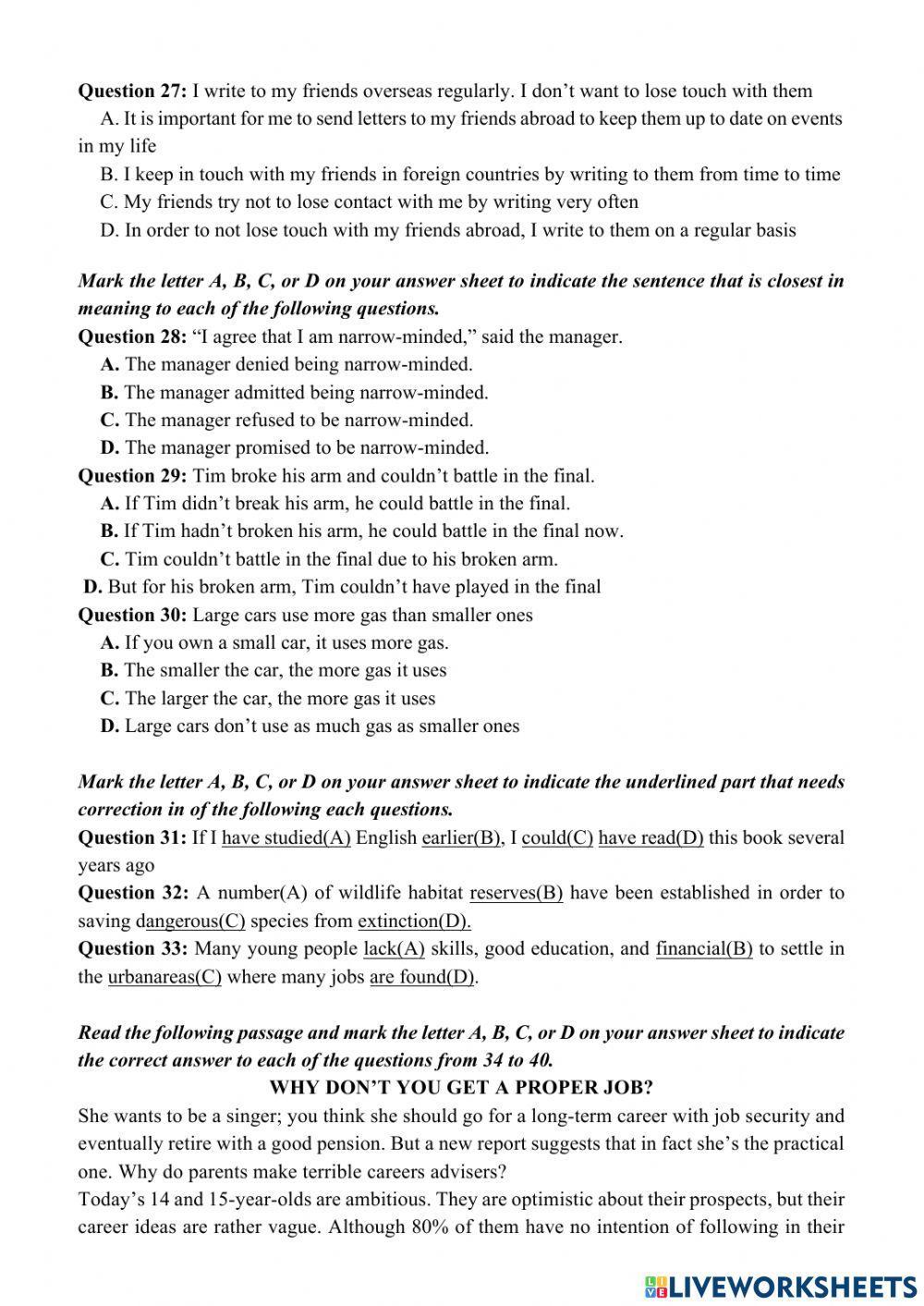 Sample test for 2nd term EXAM – grade 12 (NO1)