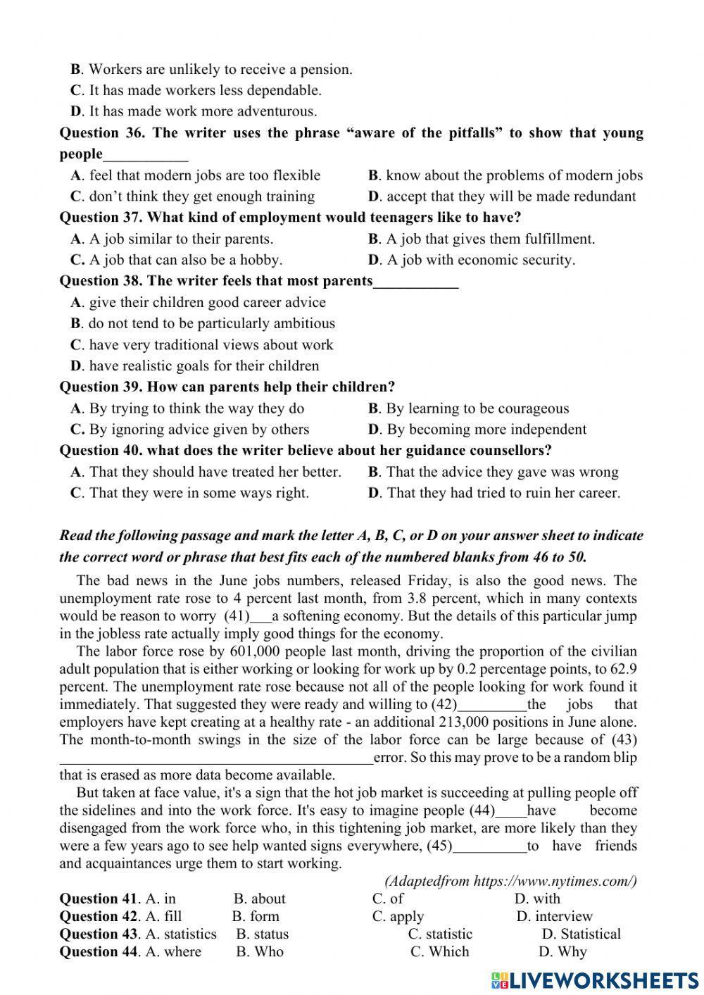 Sample test for 2nd term EXAM – grade 12 (NO1)