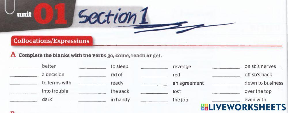 Collocations with go get come reach