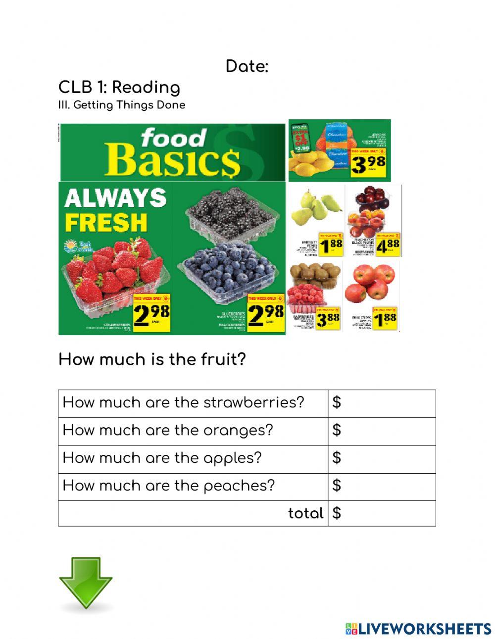 CLB 1: Reading a Fruit Flyer