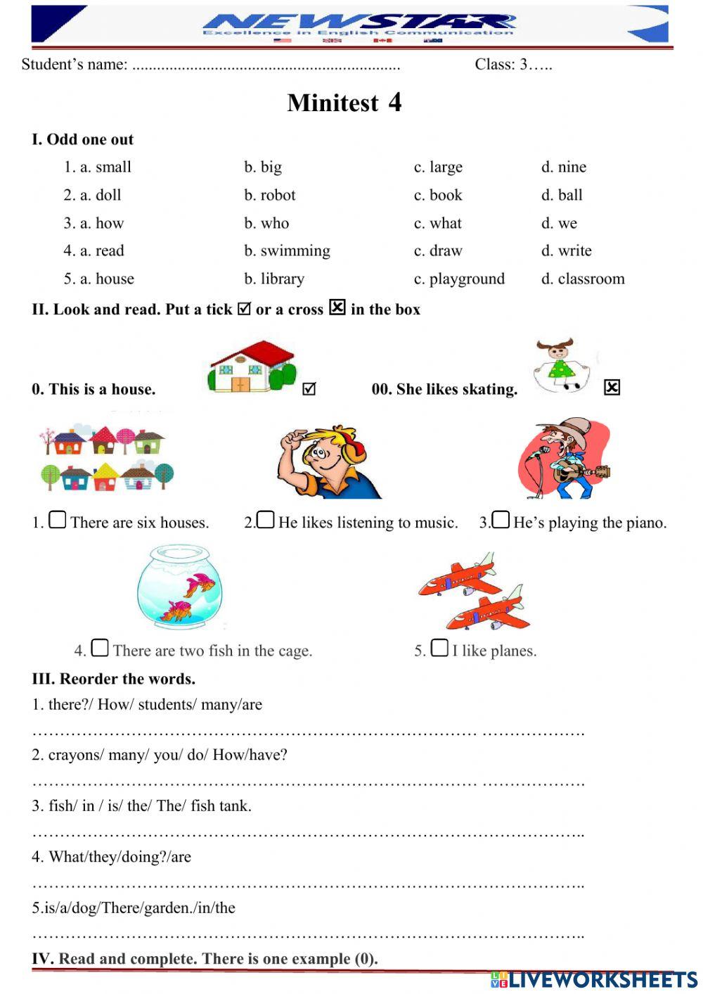 Mini test 4- English 3 -hk2