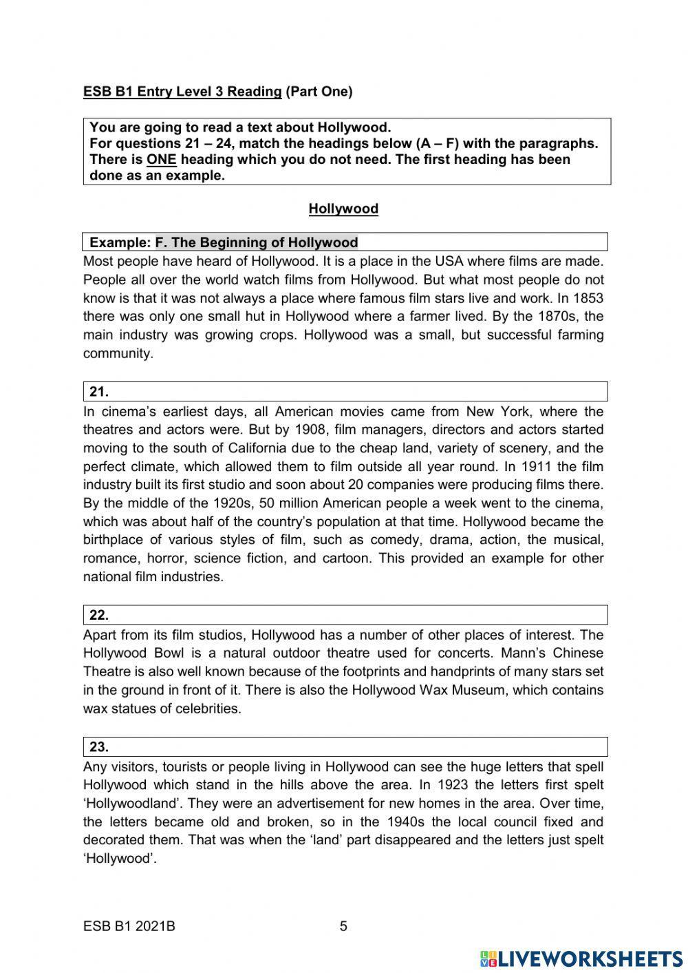 ESB B1 2021B READING