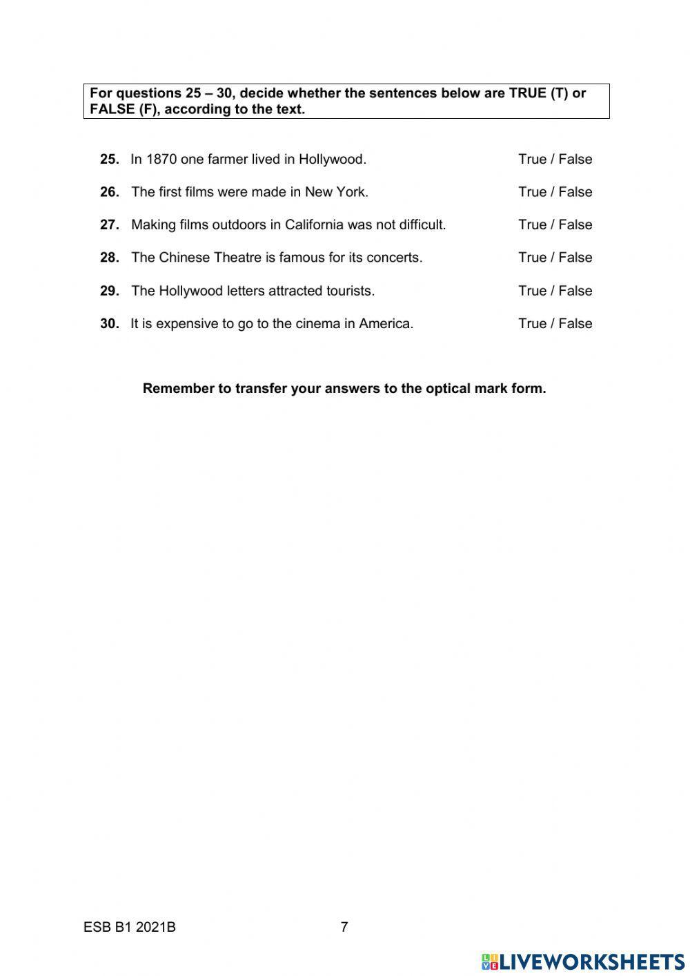 ESB B1 2021B READING