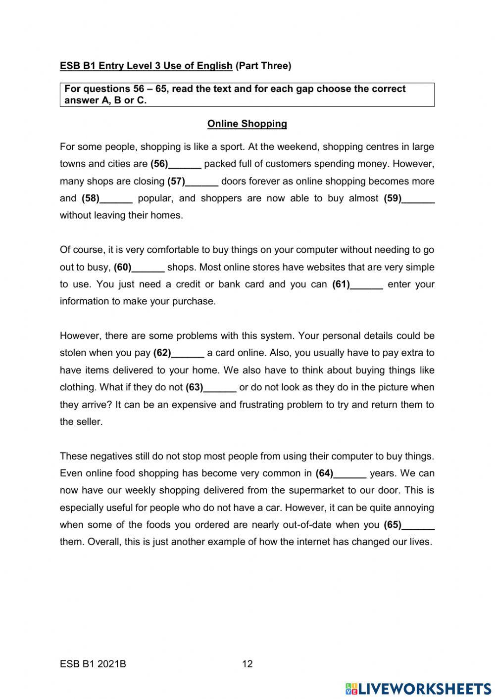 ESB B1 2021B USE OF ENGLISH