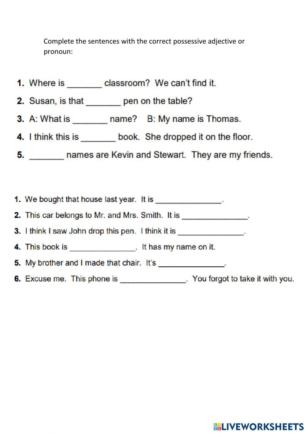 To be, possessive adj and pronouns