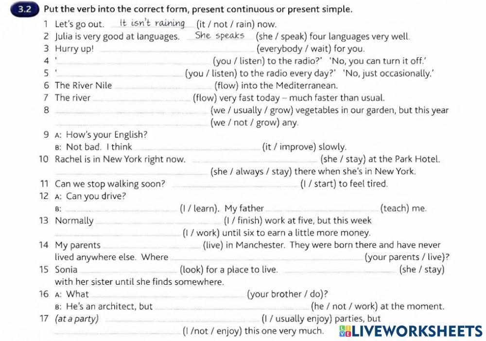 Present simple or present continuous