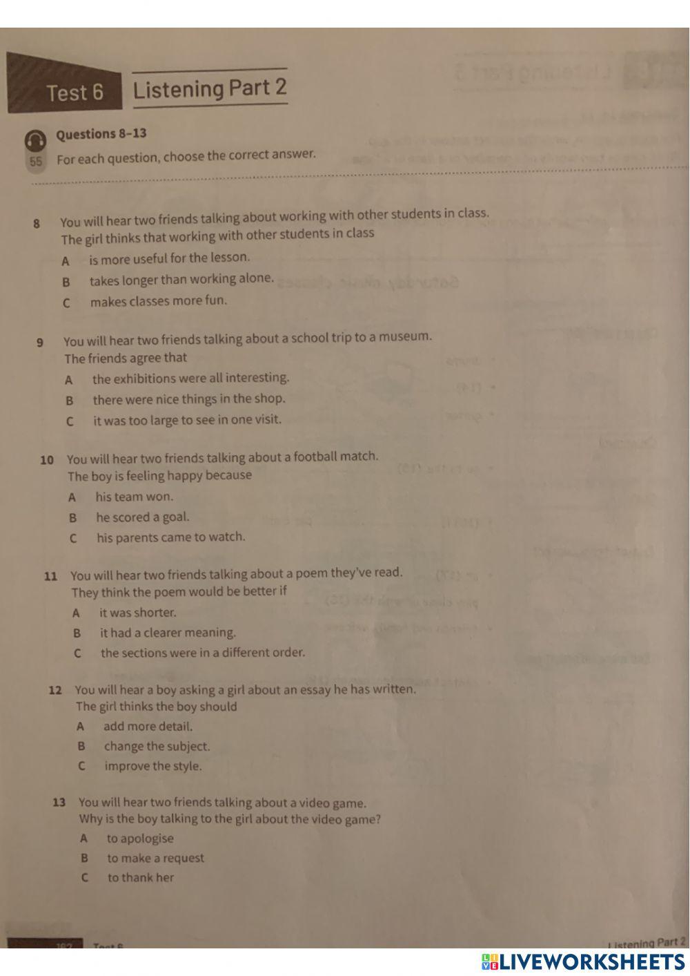 PET listening full test