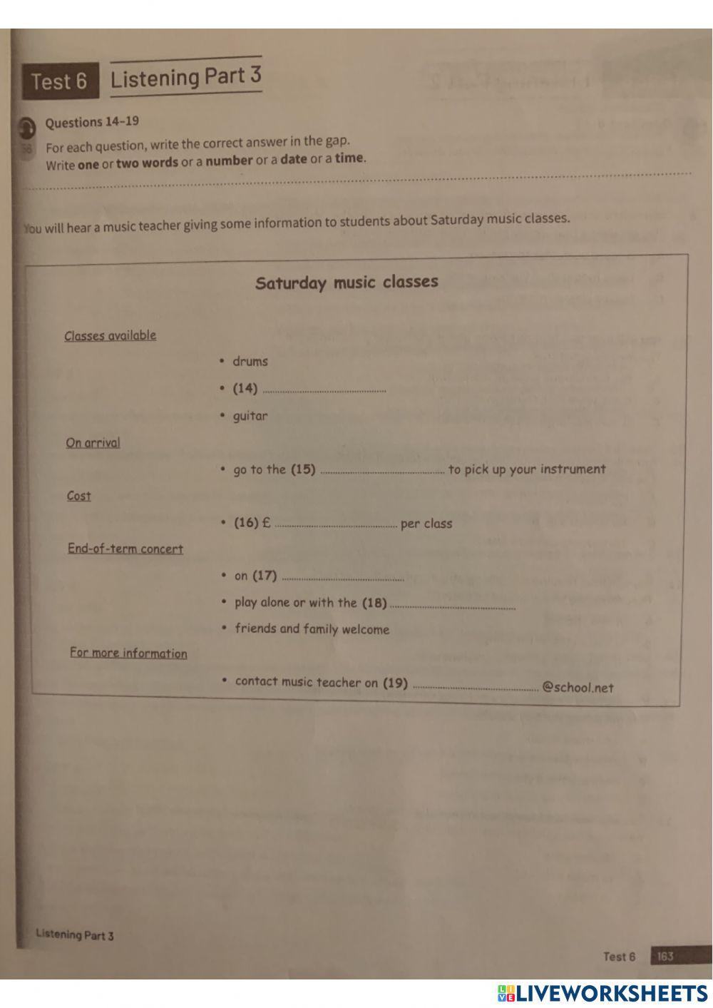 PET listening full test