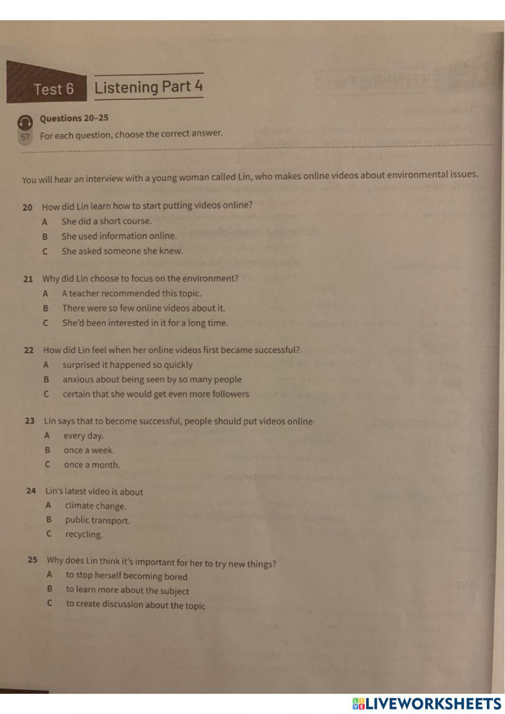 PET listening full test